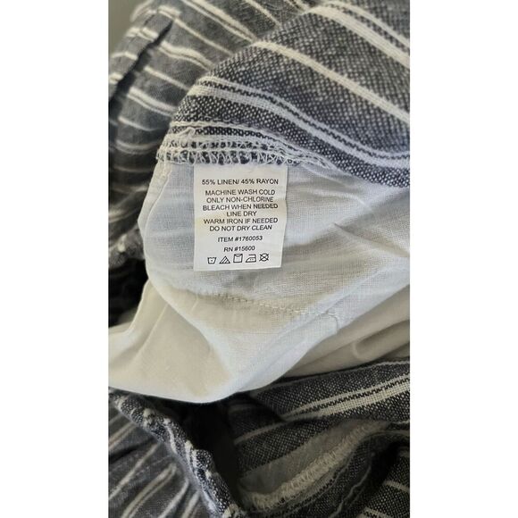 Briggs Striped Linen Blend Pull On Wide Leg Pants Size Large - Picture 4 of 5